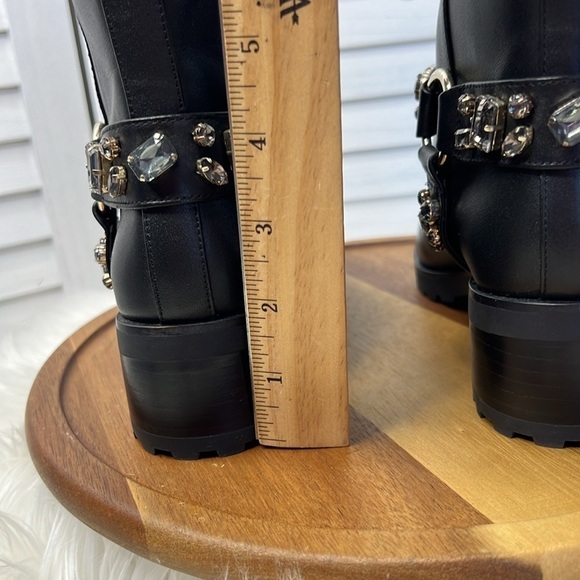 WHBM l Black Moto Studded Leather Chunky Boot Size 5.5 NWOB Rugged Stylish Fun - Picture 9 of 13